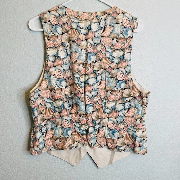 Linda Tilson Vintage Beachy Cottagecore Seashell Button Cotton Vest | Large - Picture 5 of 6